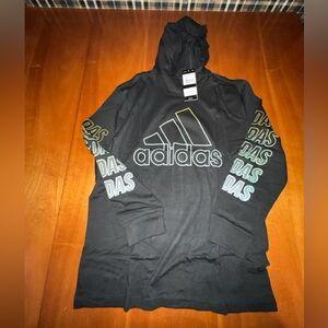 Boys medium 10/12 Adidas, black, hooded t long sleeve